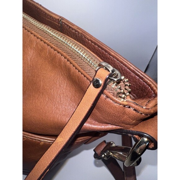 b makowsky Leather Bucket Purse Crossbody Bag Brown Turn Lock - Picture 8 of 16